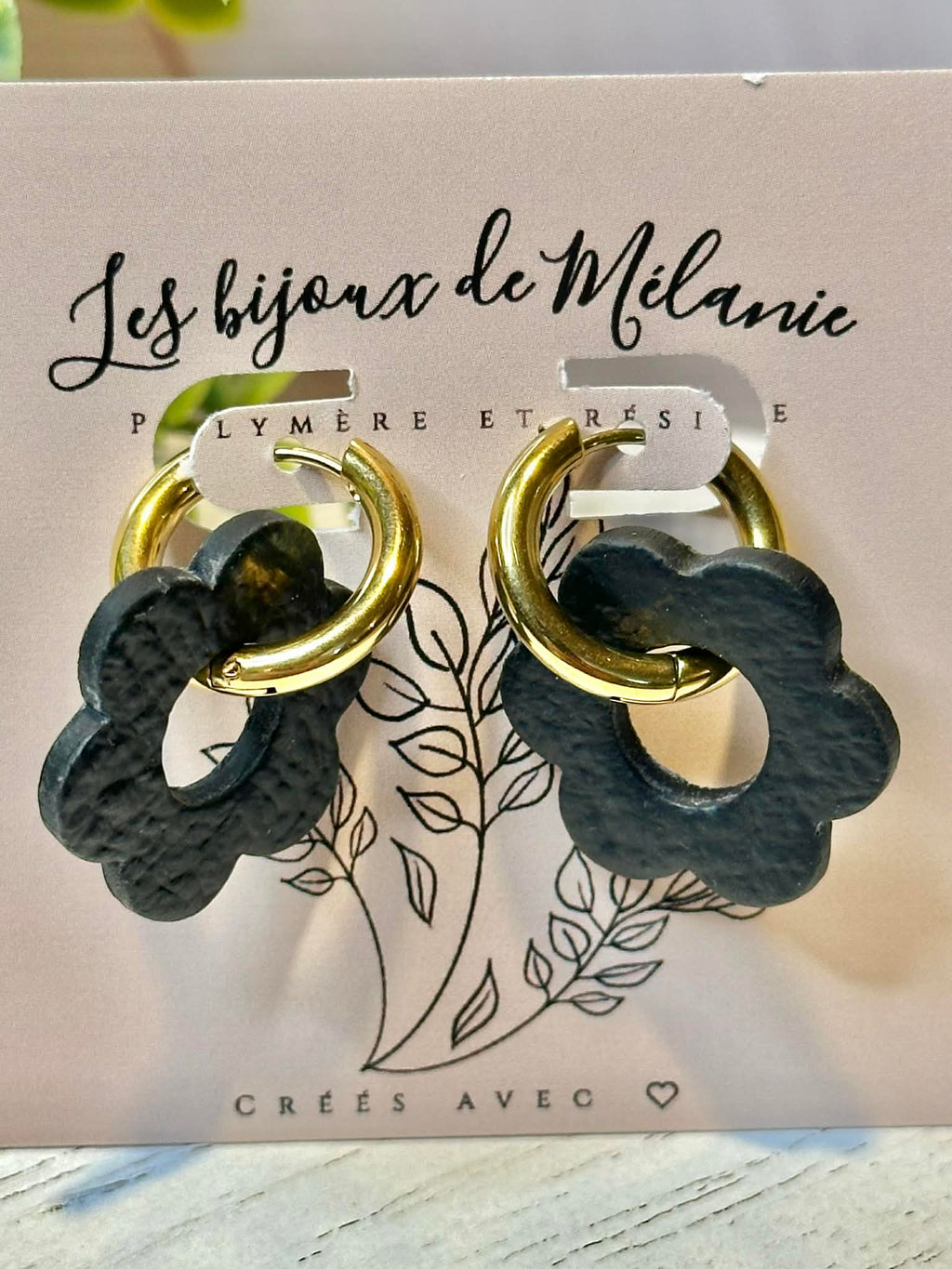 Boucles d'oreilles fleurs créoles acier inoxydable - Artisanales