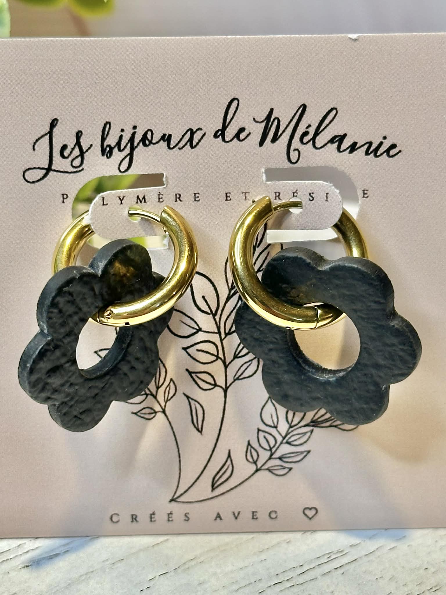 Boucles d'oreilles fleurs créoles acier inoxydable - Artisanales