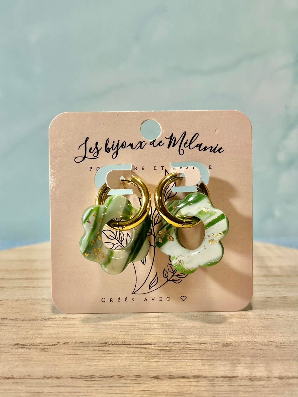 Boucles d'oreilles fleurs créoles acier inoxydable - Artisanales
