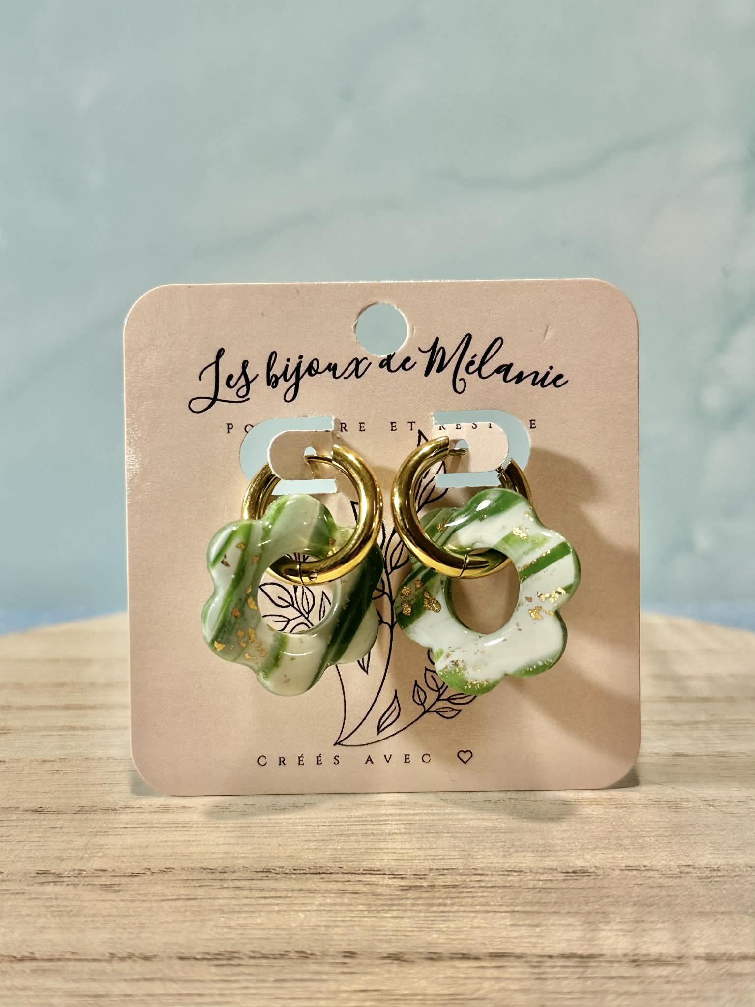 Boucles d'oreilles fleurs créoles acier inoxydable - Artisanales