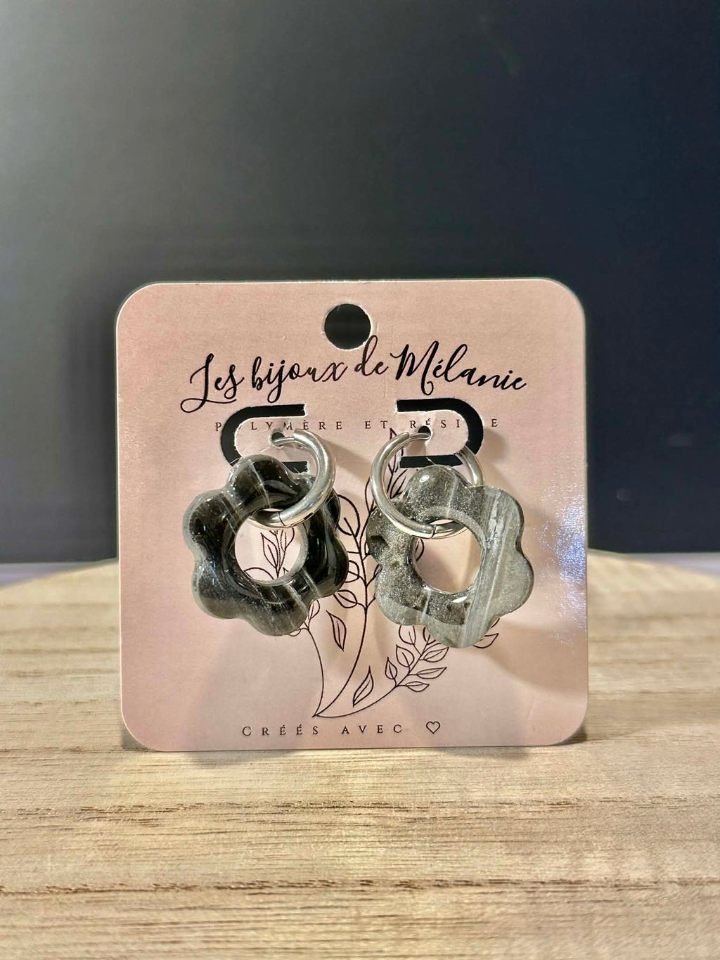 Boucles d'oreilles fleurs créoles acier inoxydable - Artisanales