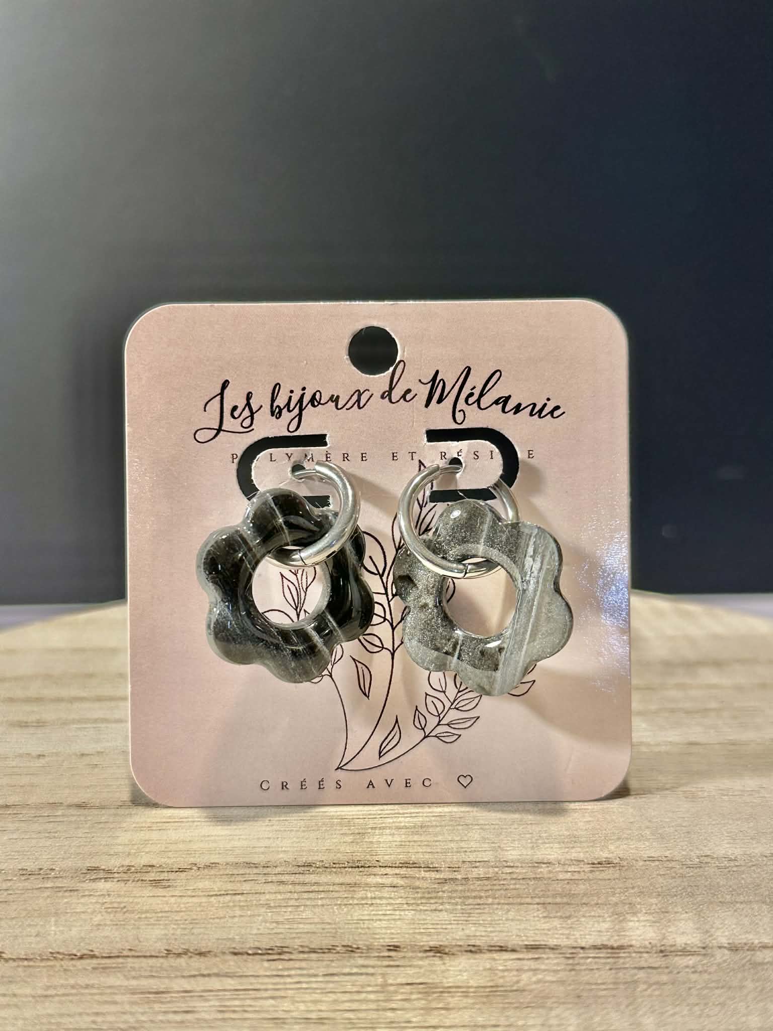 Boucles d'oreilles fleurs créoles acier inoxydable - Artisanales