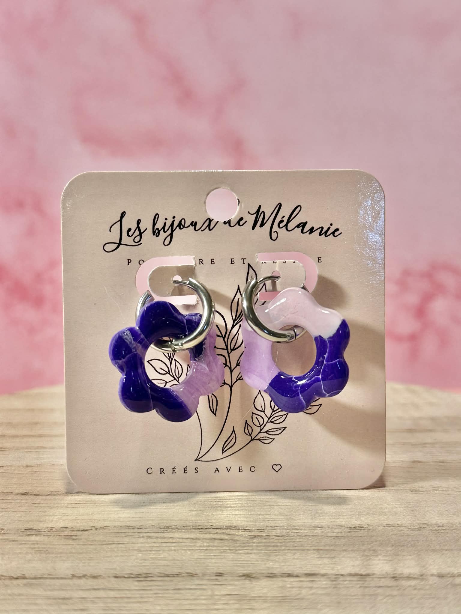 Boucles d'oreilles fleurs créoles acier inoxydable - Artisanales