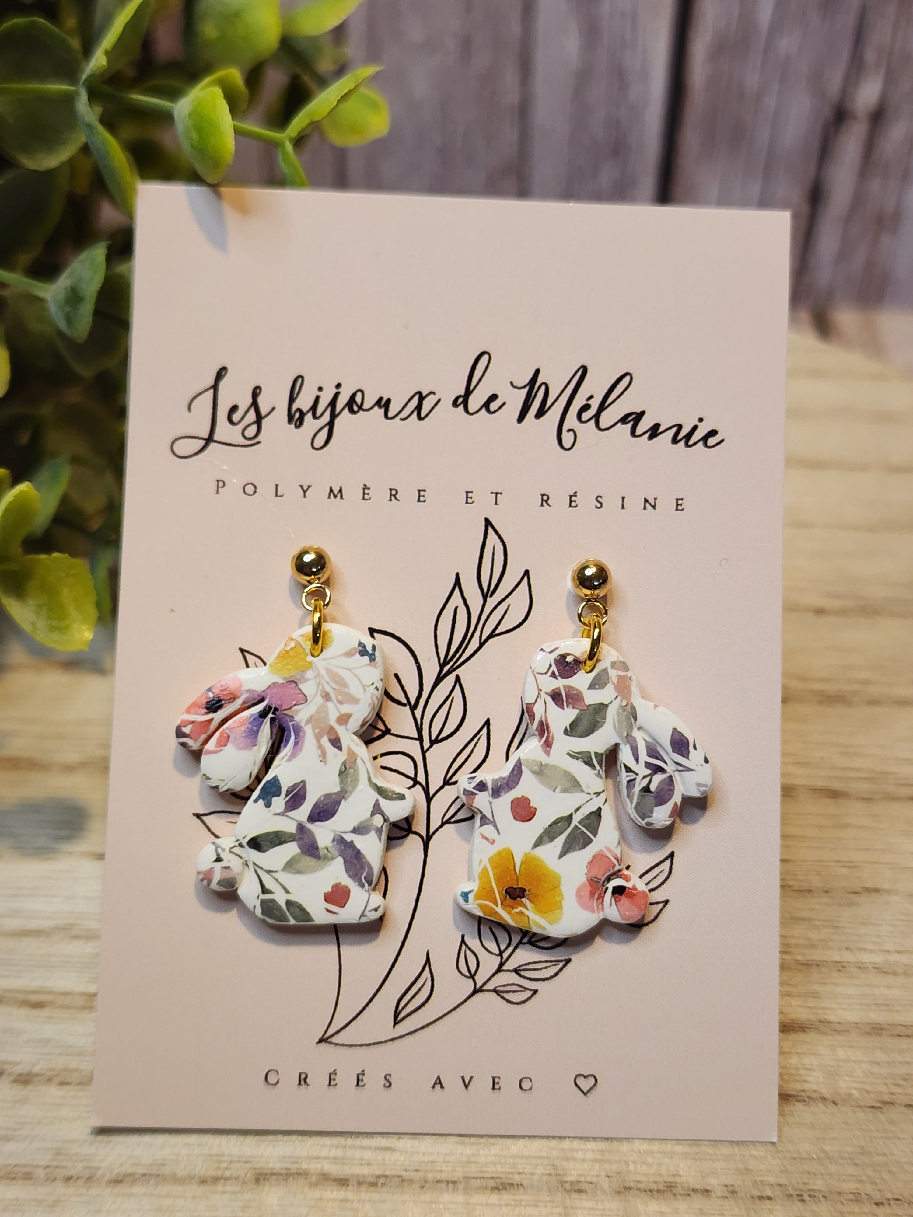 Boucles d'oreilles lapins minions 3cm - Bijoux artisanaux