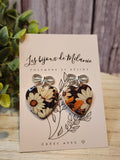 Boucles d'oreilles coeurs fleuries avec appret en acier inoxydable